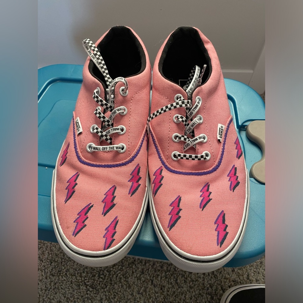 Painted pink vans shoes
